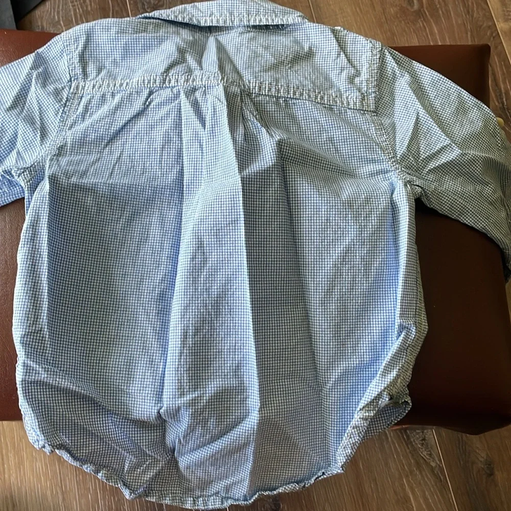 Baby Gap blue and white check button down long sleeve shirt 18-24M